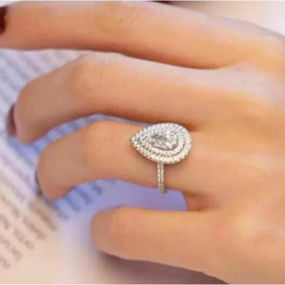 Gorgeous 3.75 ct. t.w. Pear & Round Cut Double Halo Ring - Picture 4 of 16